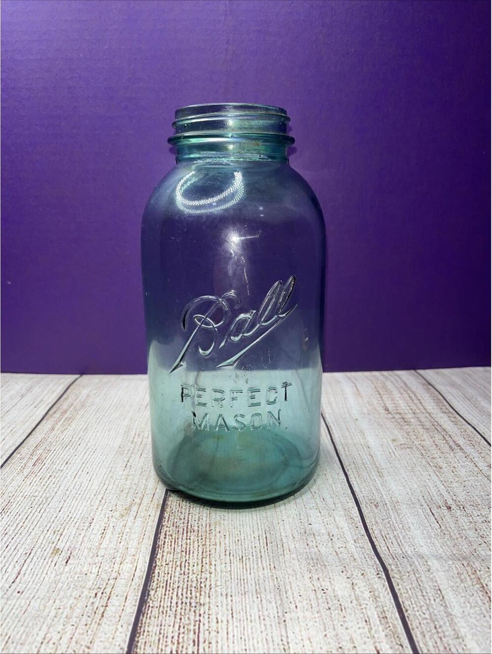 Vintage blue ball perfect mason canning jar screw top number four